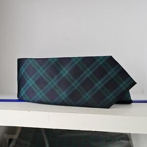 Classic Green and Navy Plaid Tie